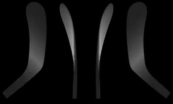 MH86 hockey stick blade pattern diagram: mid toe curve, open face, round toe, lie 6